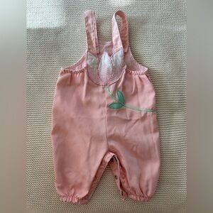 VTG Carter’s Baby Girl Overalls 3 months Pink with white tulip